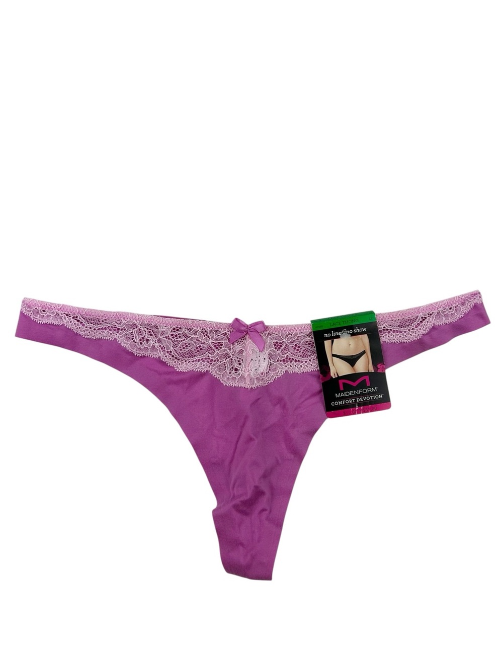 Maidenform Lavender Lace-Trim Thong Panty Size Large
